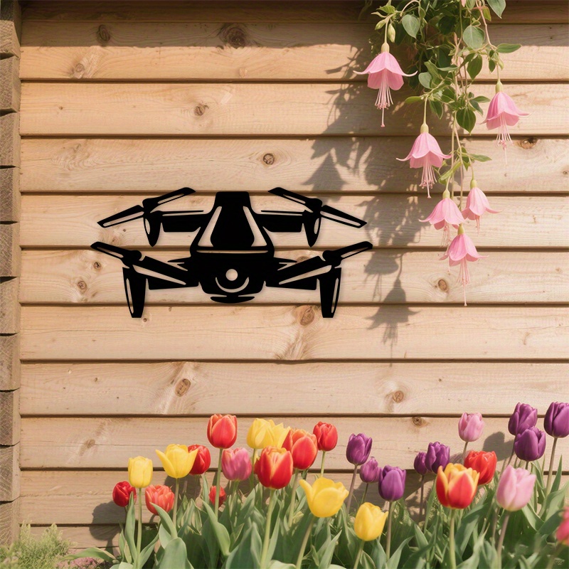 Tech Office Wall - Drone Silhouette Metal Wall Art Modern