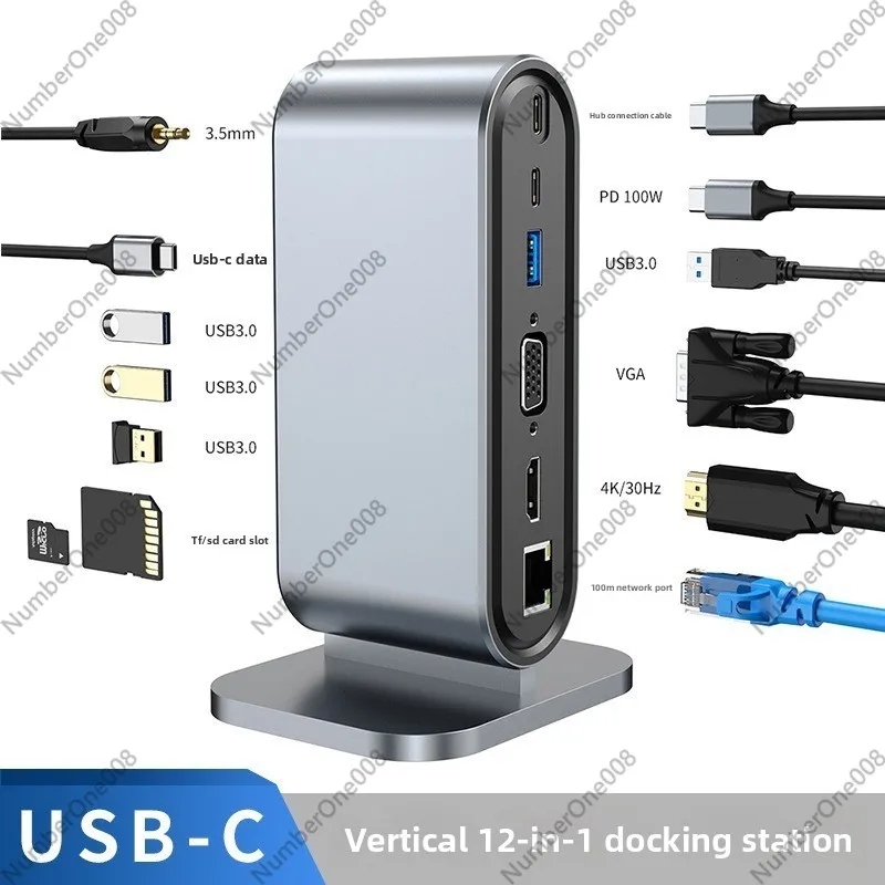 Docking Station Usb C - 12-poorts verticaal USB dockingstation, 4K HDMI