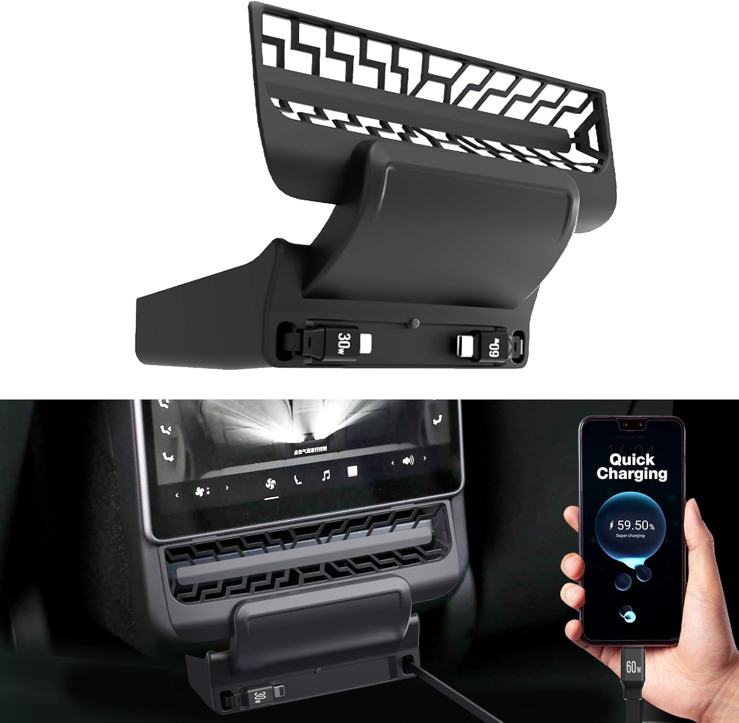 Docking Station Usb C - Voor Tesla Model 3/Y 2021-2023 Achter