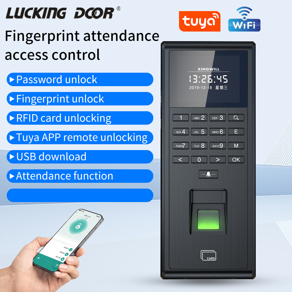Smart Card Reader - Tuya Smart Biometrische Vingerafdrukherkenning Tijdregistratiesysteem 1000