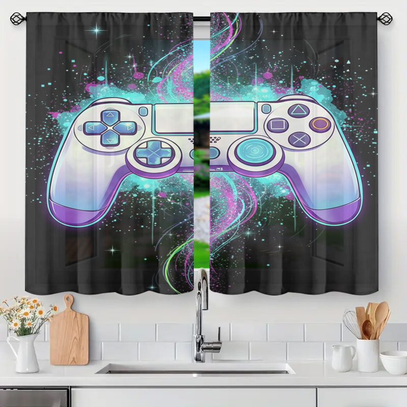 Tech Office Youtube - Videogamecontroller Neon Glow-gordijnen Raamgordijnen Futuristisch Gaming