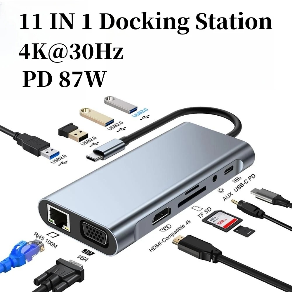 Docking Station Usb C - 4/7/8/11in1 Docking Hub 4K USB uitgebreide