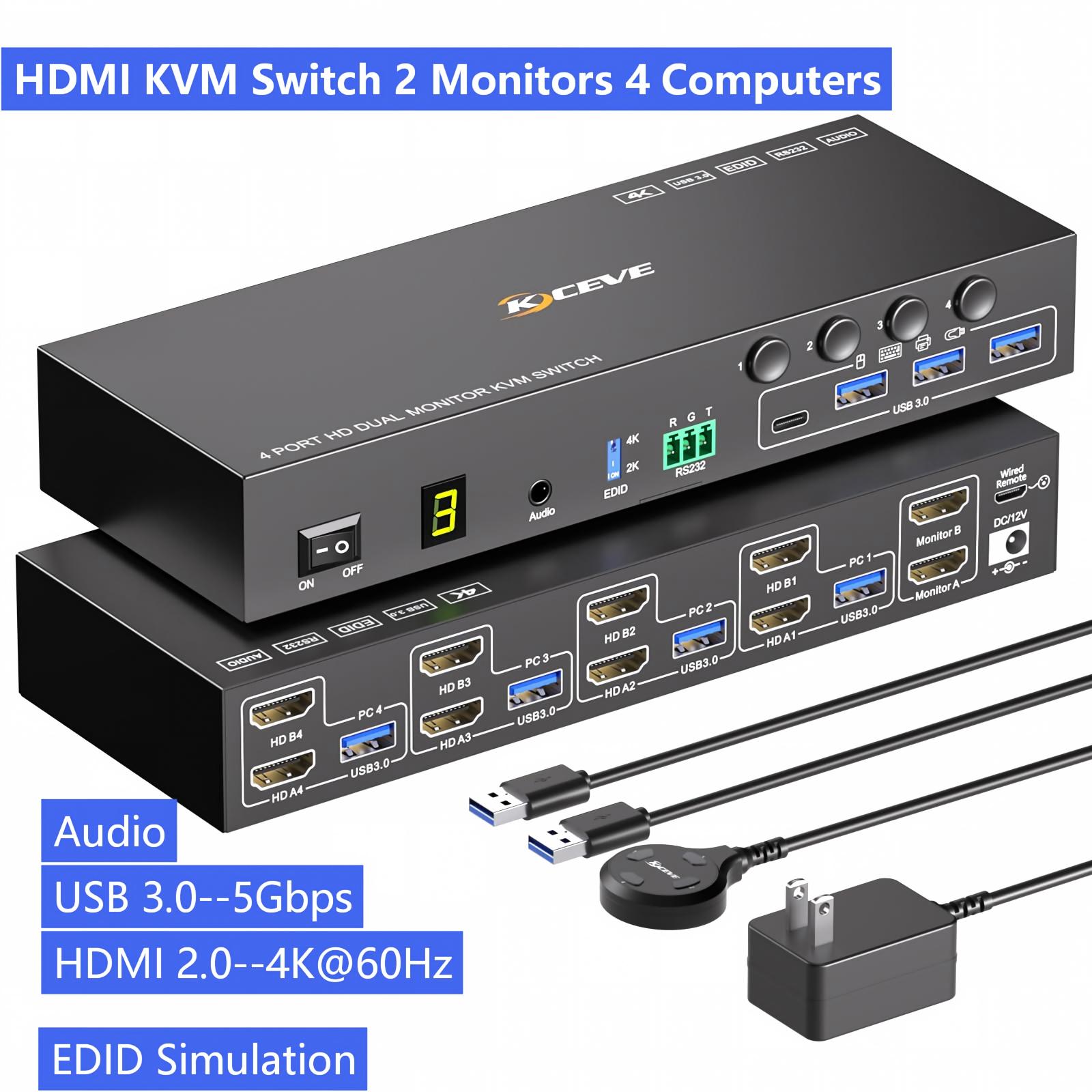 Kvm Switch Dual Monitor - HDMI KVM Switch 2 monitoren 4