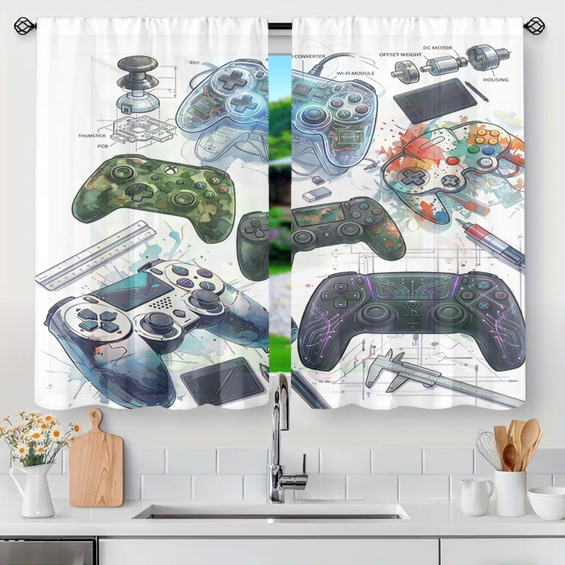 Tech Office Youtube - Blauwdruk Gamecontroller Schematisch Gordijnpaneel Gamer Room
