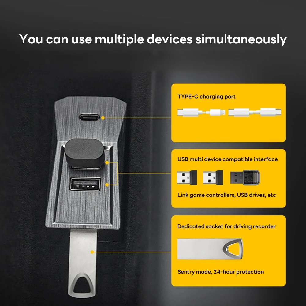 Docking Station Usb C - 2026 Glovebox USB Hub voor Tesla