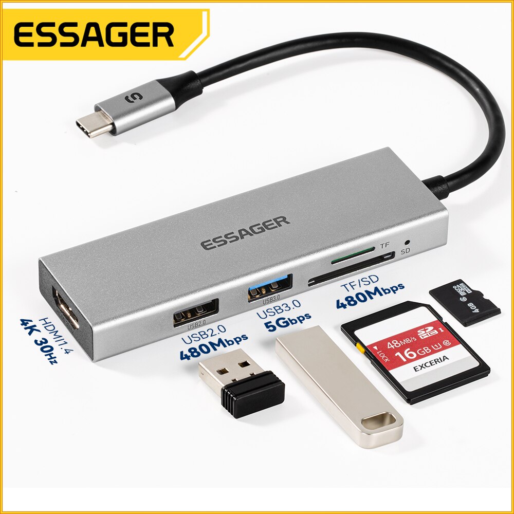 Essager 5-in-1 USB C HUB HDMI- - Docking Station Usb C recensie en prijs
