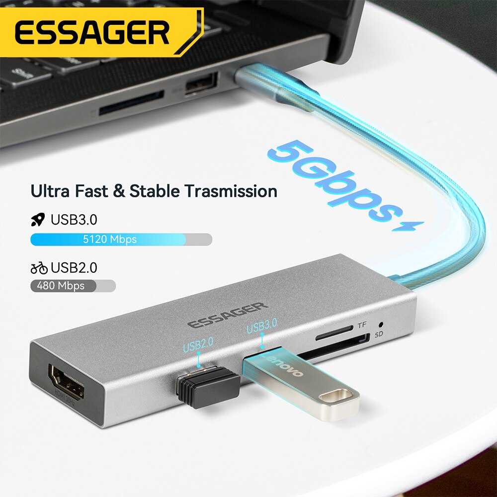 Essager 5-in-1 USB C HUB HDMI- - Docking Station Usb C recensie en prijs