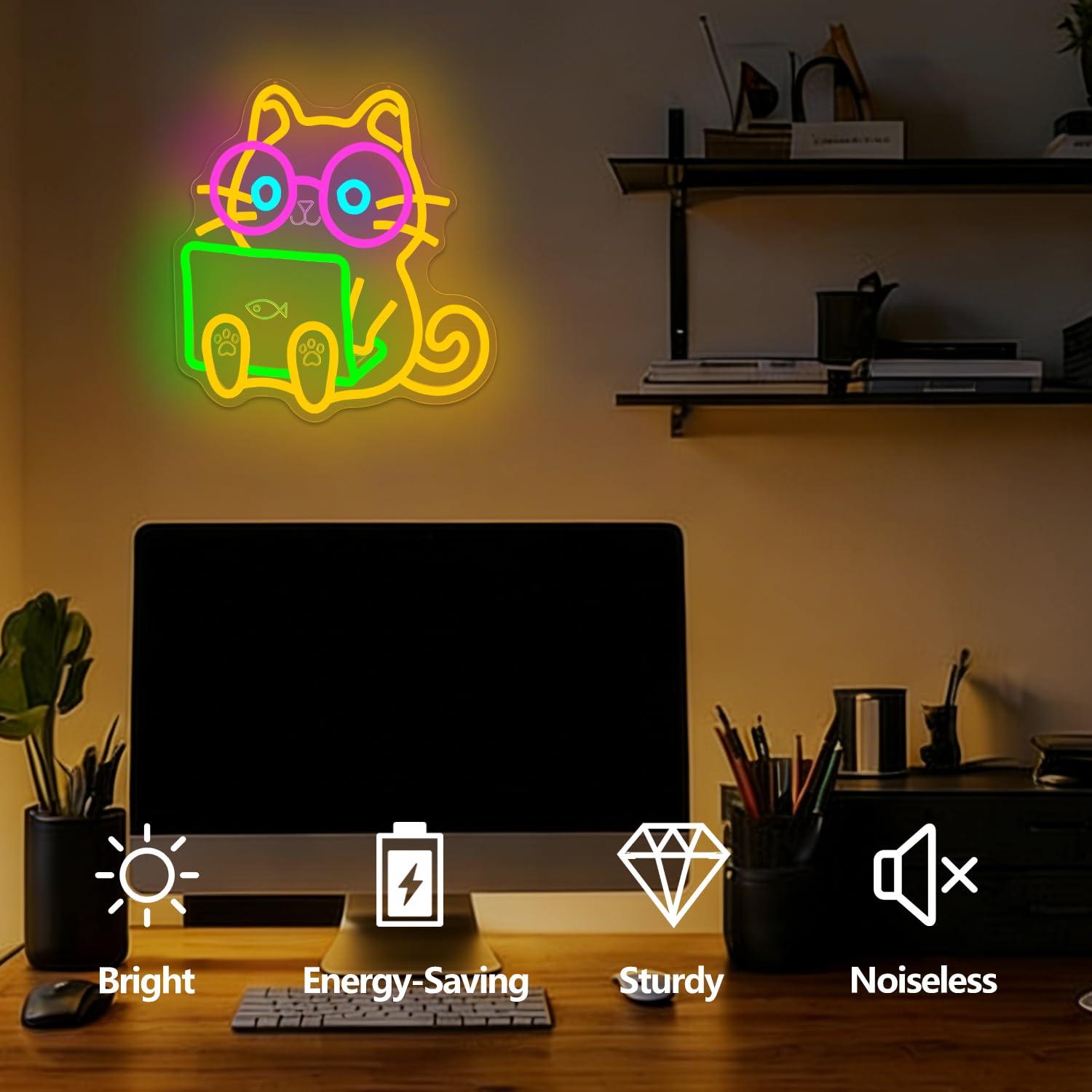 Cat Laptop Neon Sign USB Dimba - Tech Office Wall recensie en prijs