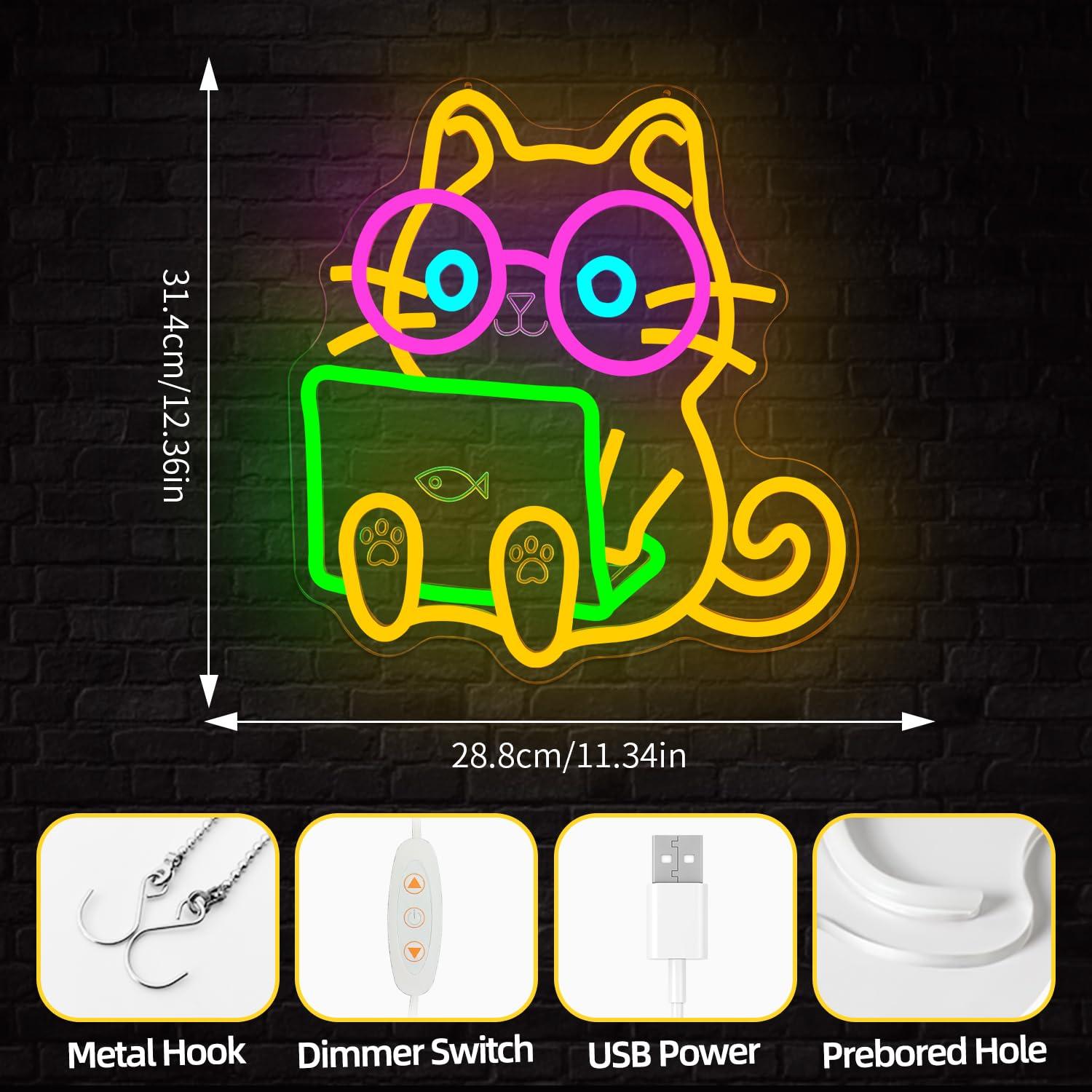 Cat Laptop Neon Sign USB Dimba - Tech Office Wall recensie en prijs