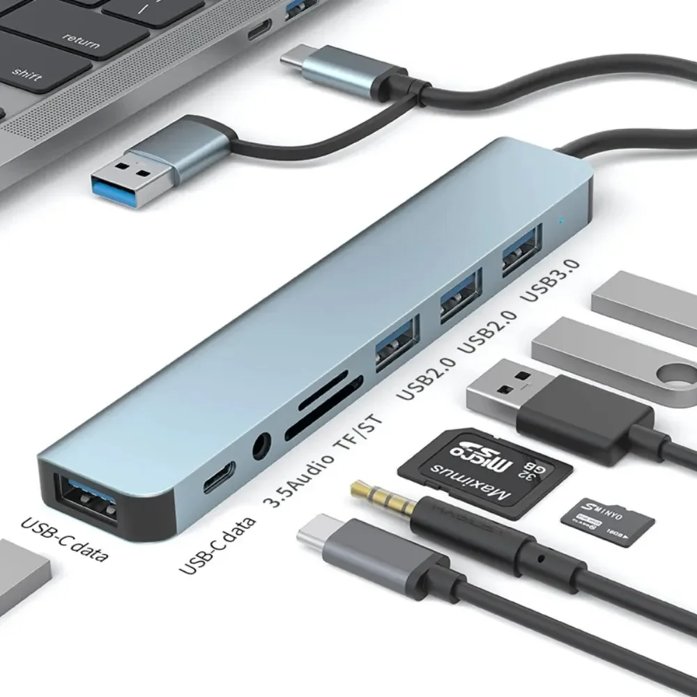 8-in-2 USB-C-hub met 3.0 SD/TF - Docking Station Usb C recensie en prijs