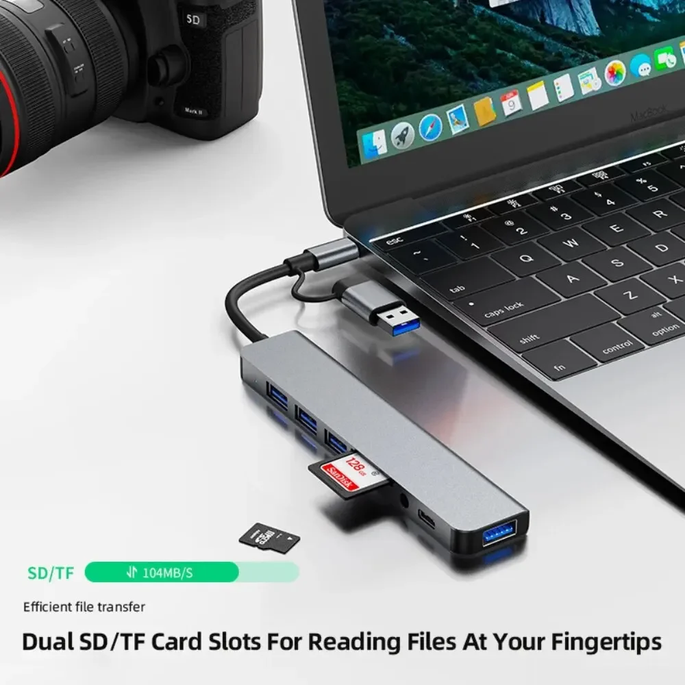 8-in-2 USB-C-hub met 3.0 SD/TF - Docking Station Usb C recensie en prijs