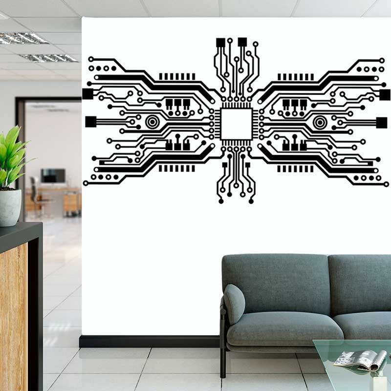 Printplaat chip muursticker te - Tech Office Wall recensie en prijs